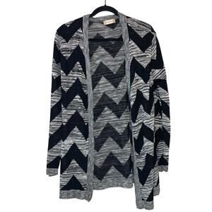 Altar’d State Black Gray Chevron Pattern Open Front Cardigan